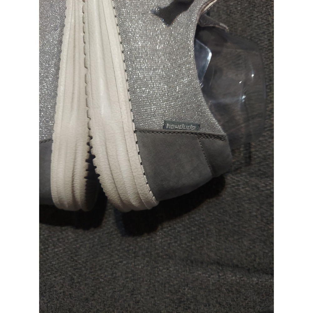Hey Dude Wendy Metallic Silver Sparkle Shoes Rose Gold Size W9 Slip Ons Y2K - Picture 8 of 11